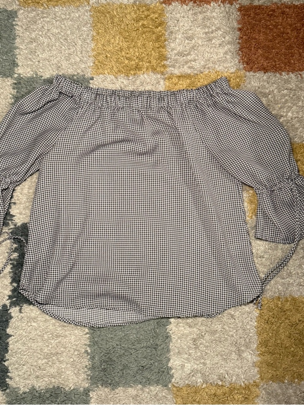 Maurices Black & White Gingham Off-Shoulder Blouse